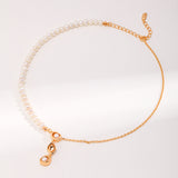 Double-Side Pearl Pendant Set - 925 Silver (Silver/Gold Tone)