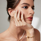 Double-Side Pearl Pendant Set - 925 Silver (Silver/Gold Tone)