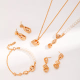 Double-Side Pearl Pendant Set - 925 Silver (Silver/Gold Tone)