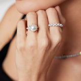 Adjustable Australian South Sea Pearl Ring - 925 Silver