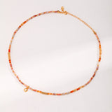 Geometric Red Agate Necklace - 925 Silver (Gold Tone)
