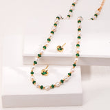 Moonlight Pearl & Emerald Necklace - 925 Silver (Gold Tone)