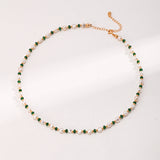 Moonlight Pearl & Emerald Necklace - 925 Silver (Gold Tone)