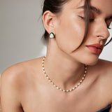 Moonlight Pearl & Emerald Necklace - 925 Silver (Gold Tone)