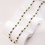 Moonlight Pearl & Emerald Necklace - 925 Silver (Gold Tone)