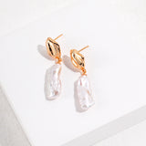 Baroque Pearl Earrings - 925 Silver (Silver/Gold Tone)