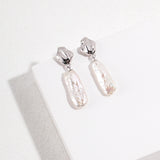 Baroque Pearl Earrings - 925 Silver (Silver/Gold Tone)