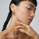 Tiger Eye Earrings & Necklace Set - 925 Silver (Gold Tone)