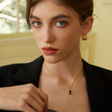 Sterling Silver Necklace with Tiger Eye and Malachite Pendant in Dual-Tone Finish