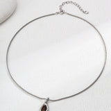 Sterling Silver Necklace with Tiger Eye and Malachite Pendant in Dual-Tone Finish