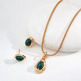 Sterling Silver Necklace with Tiger Eye and Malachite Pendant in Dual-Tone Finish