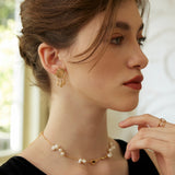 Retro Gold Plated Sterling Silver Zircon Earrings