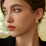 Dual-Tone Sterling Silver Earrings in Retro Gold and Silver