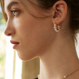 Dual-Tone Sterling Silver and Simulated Pearl Earrings