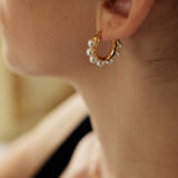 Dual-Tone Sterling Silver and Simulated Pearl Earrings