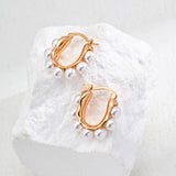 Dual-Tone Sterling Silver and Simulated Pearl Earrings