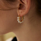 Dual-Tone Sterling Silver and Simulated Pearl Earrings