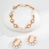 Dual-Tone Sterling Silver and Simulated Pearl Earrings