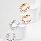 Dual-Tone Sterling Silver and Simulated Pearl Earrings