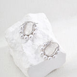 Dual-Tone Sterling Silver and Simulated Pearl Earrings