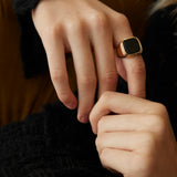 Adjustable Black Onyx Ring in Dual-Tone Sterling Silver