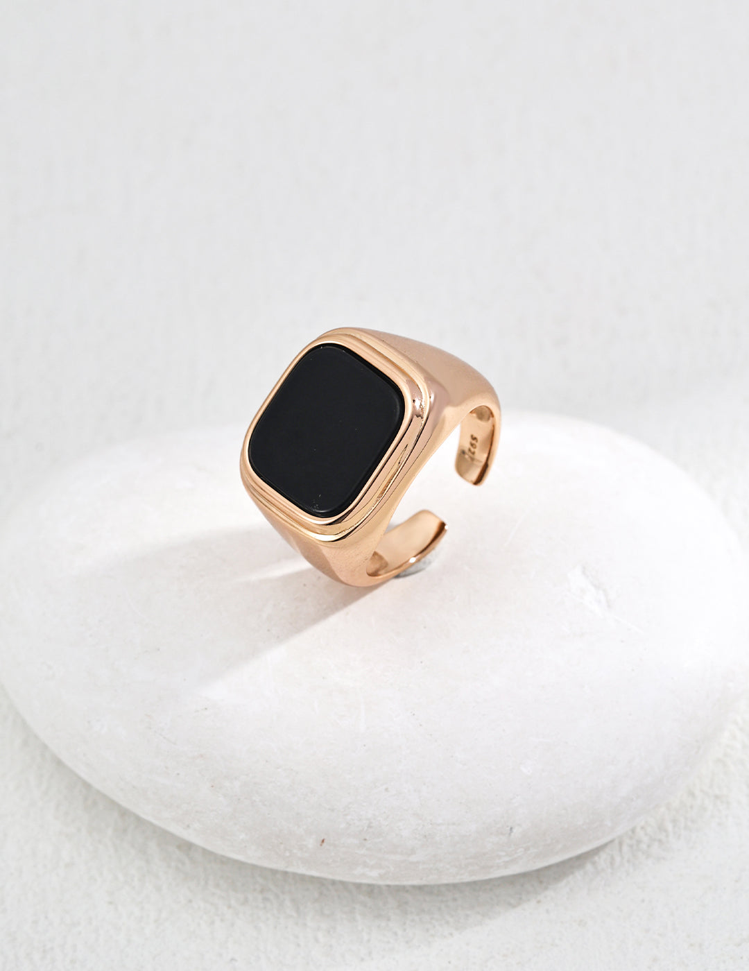 Adjustable Black Onyx Ring in Dual-Tone Sterling Silver