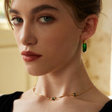 Adjustable Moss Agate and Lapis Lazuli Necklace in Retro Gold Sterling Silver