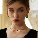 Long Drop Simulated Amber Earrings in Retro Gold Sterling Silver