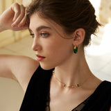 Long Drop Simulated Amber Earrings in Retro Gold Sterling Silver