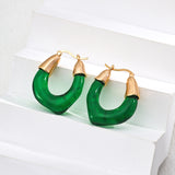 Long Drop Simulated Amber Earrings in Retro Gold Sterling Silver