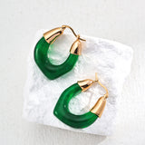 Long Drop Simulated Amber Earrings in Retro Gold Sterling Silver