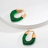 Long Drop Simulated Amber Earrings in Retro Gold Sterling Silver