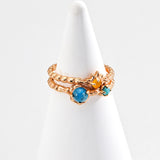 Vintage-Inspired Multi-Stone Ring with Synthetic Turquoise, Yellow Chalcedony and Apatite