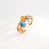 Vintage-Inspired Multi-Stone Ring with Synthetic Turquoise, Yellow Chalcedony and Apatite