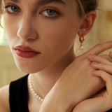 Dual-Tone Natural Pearl Drop Earrings in Sterling Silver