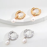 Dual-Tone Natural Pearl Drop Earrings in Sterling Silver