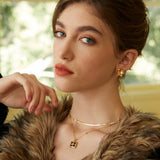 Adjustable Square Black Onyx and Zircon Necklace in Dual-Tone Sterling Silver