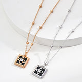Adjustable Square Black Onyx and Zircon Necklace in Dual-Tone Sterling Silver