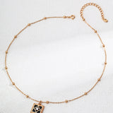 Adjustable Square Black Onyx and Zircon Necklace in Dual-Tone Sterling Silver