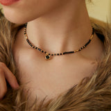 Adjustable Polished Black Onyx Ball Necklace in Sterling Silver