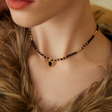 Adjustable Polished Black Onyx Ball Necklace in Sterling Silver