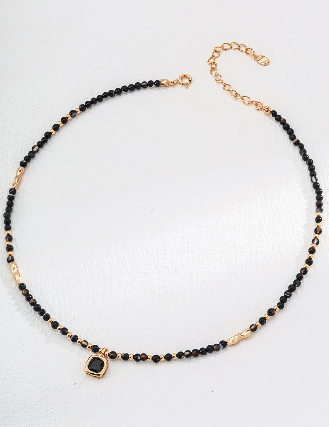 Adjustable Polished Black Onyx Ball Necklace in Sterling Silver