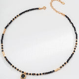 Adjustable Polished Black Onyx Ball Necklace in Sterling Silver