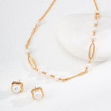 Adjustable Minimalist Pearl Necklace in Retro Gold Sterling Silver