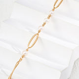 Adjustable Minimalist Pearl Necklace in Retro Gold Sterling Silver