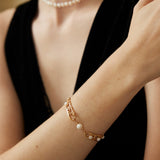 Adjustable Natural Pearl Bracelet in Sterling Silver with Dual-Tone Finish