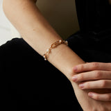 Adjustable Natural Pearl Bracelet in Sterling Silver with Dual-Tone Finish