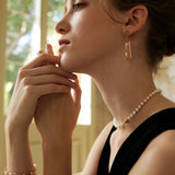 Adjustable Natural Pearl Bracelet in Sterling Silver with Dual-Tone Finish