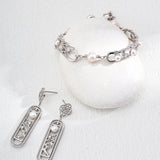 Adjustable Natural Pearl Bracelet in Sterling Silver with Dual-Tone Finish