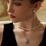 Adjustable Mabe Pearl Necklace in Retro Gold Sterling Silver